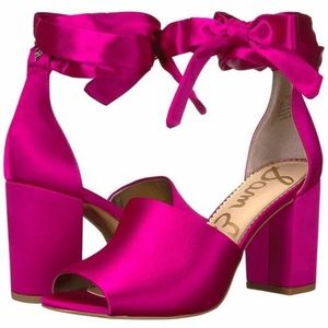 SAM EDELMAN Odele Hot Pink Satin Heels